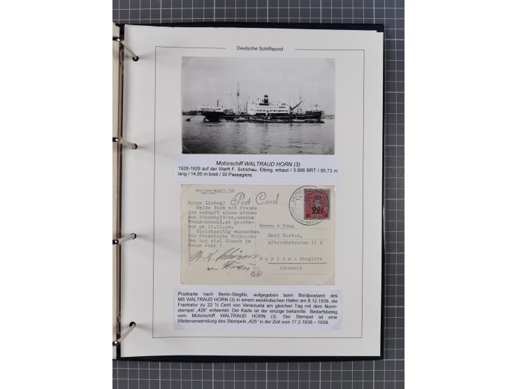 1933/39. interessante Sammlung “Die Schiffspoststempel der Reederei H.C. Horn” mit 21 Briefen, Karten und Ganzsachen, dabei u