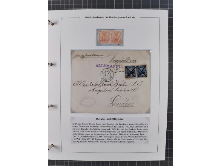 1896/1906, Sammlung “Westindiendienst der HPAG” mit ca. 50 Briefen, Karten und Ganzsachen, dabei u.a. bessere Aufgabestempel 