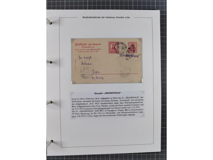 1896/1906, Sammlung “Westindiendienst der HPAG” mit ca. 50 Briefen, Karten und Ganzsachen, dabei u.a. bessere Aufgabestempel 