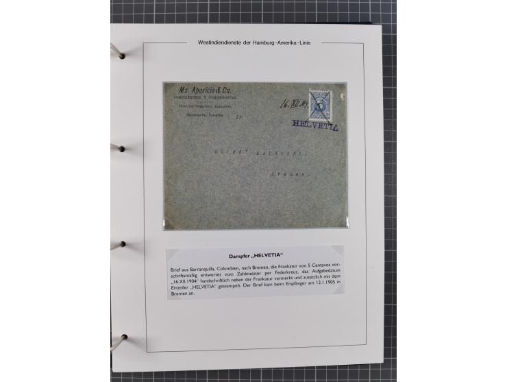 1896/1906, Sammlung “Westindiendienst der HPAG” mit ca. 50 Briefen, Karten und Ganzsachen, dabei u.a. bessere Aufgabestempel 