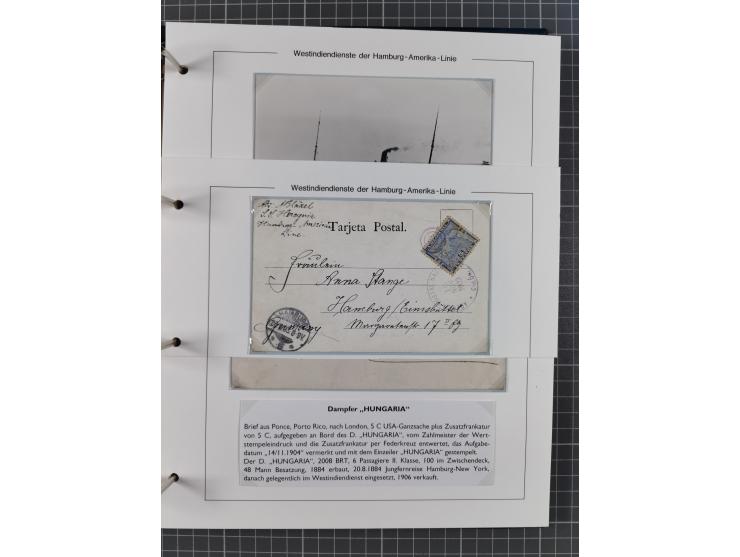 1896/1906, Sammlung “Westindiendienst der HPAG” mit ca. 50 Briefen, Karten und Ganzsachen, dabei u.a. bessere Aufgabestempel 