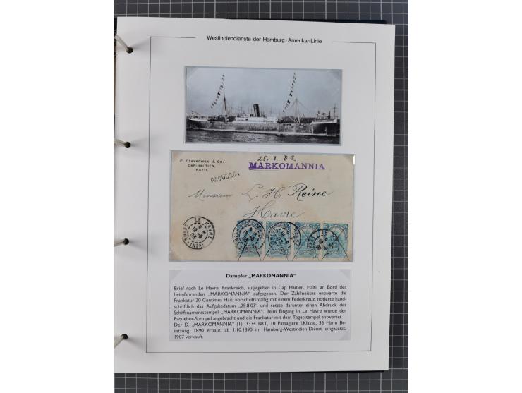 1896/1906, Sammlung “Westindiendienst der HPAG” mit ca. 50 Briefen, Karten und Ganzsachen, dabei u.a. bessere Aufgabestempel 