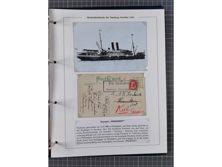 1896/1906, Sammlung “Westindiendienst der HPAG” mit ca. 50 Briefen, Karten und Ganzsachen, dabei u.a. bessere Aufgabestempel 