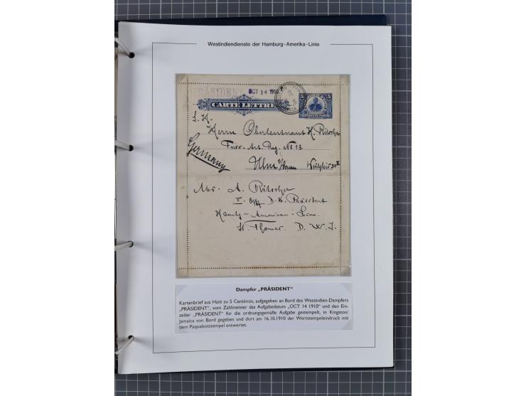1896/1906, Sammlung “Westindiendienst der HPAG” mit ca. 50 Briefen, Karten und Ganzsachen, dabei u.a. bessere Aufgabestempel 