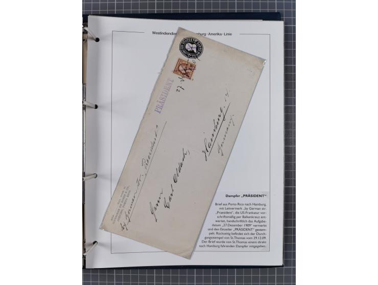 1896/1906, Sammlung “Westindiendienst der HPAG” mit ca. 50 Briefen, Karten und Ganzsachen, dabei u.a. bessere Aufgabestempel 
