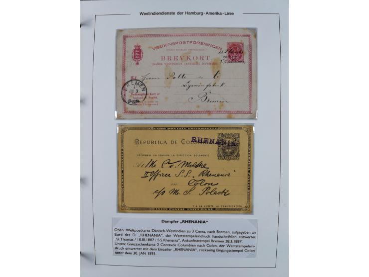 1896/1906, Sammlung “Westindiendienst der HPAG” mit ca. 50 Briefen, Karten und Ganzsachen, dabei u.a. bessere Aufgabestempel 