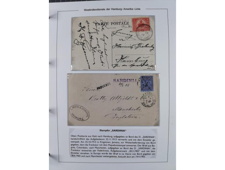 1896/1906, Sammlung “Westindiendienst der HPAG” mit ca. 50 Briefen, Karten und Ganzsachen, dabei u.a. bessere Aufgabestempel 