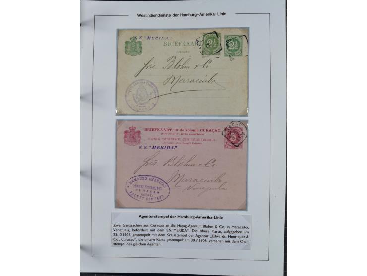 1896/1906, Sammlung “Westindiendienst der HPAG” mit ca. 50 Briefen, Karten und Ganzsachen, dabei u.a. bessere Aufgabestempel 