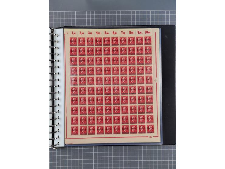 1920, postfrische/ungebrauchte Partie Bogen und Bogenteile, wie üblich gefaltet, jedoch auch einige mit stärkeren Antrennunge