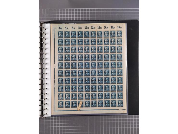 1920, postfrische/ungebrauchte Partie Bogen und Bogenteile, wie üblich gefaltet, jedoch auch einige mit stärkeren Antrennunge