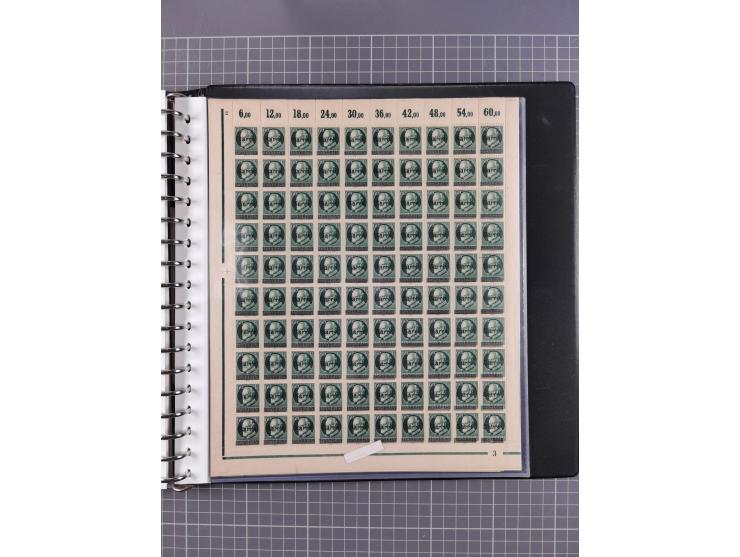 1920, postfrische/ungebrauchte Partie Bogen und Bogenteile, wie üblich gefaltet, jedoch auch einige mit stärkeren Antrennunge