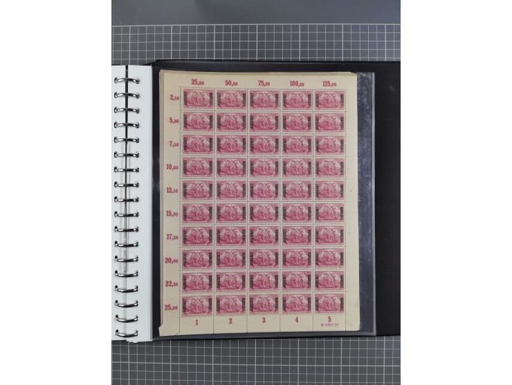 1920, postfrische/ungebrauchte Partie Bogen und Bogenteile, wie üblich gefaltet, jedoch auch einige mit stärkeren Antrennunge