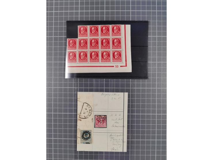 1850-1918, Partie in Tüten und Steckkarten ab Kreuzer Ausgabe, dabei 1 Kr. rosa im Paar vom rechten Rand auf Kabinettbriefstü