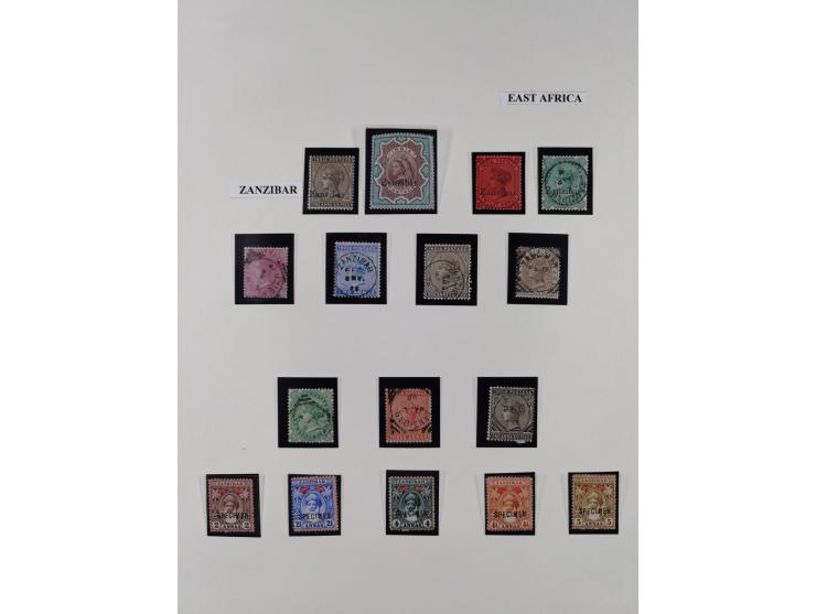 1895-1910, Small collection on two album leaves, including 3 r. 1895 unused, five Specimen overprinted stamps, India stamps w