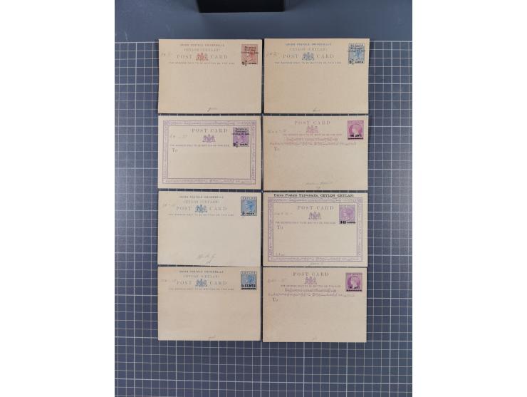 1880-1902, Collection Postal Stationerys including two uprated and overprinted cards 1885/86 from Udugama and Negombo, 17 upr