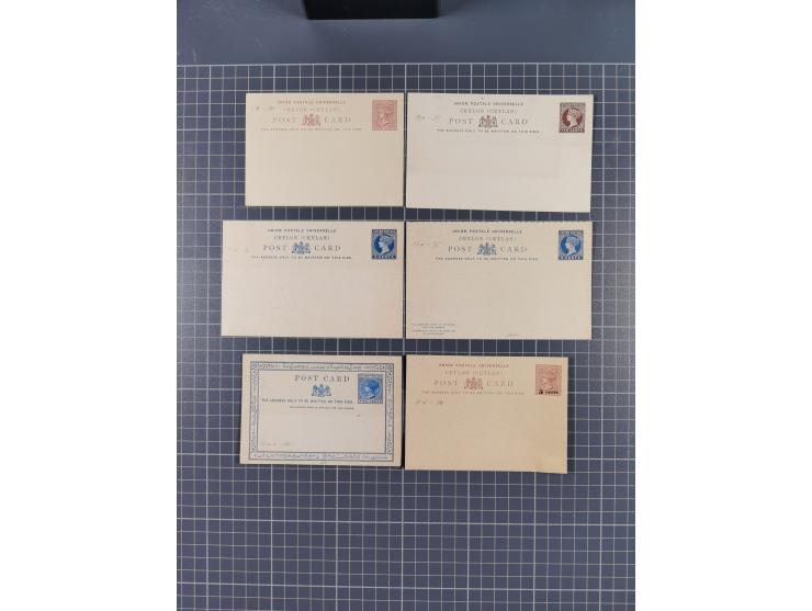 1880-1902, Collection Postal Stationerys including two uprated and overprinted cards 1885/86 from Udugama and Negombo, 17 upr
