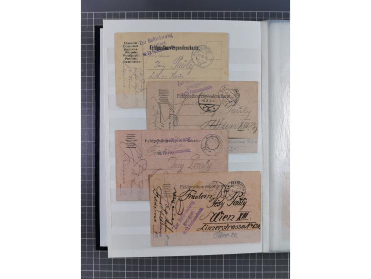 1900/50, Grosses Albummit Briefen/Karten/Dokumenten ab Bayern, dabei Arbeitsbuch 1934-46, Gewerkschaftsausweis, dazu 36 K.u.K