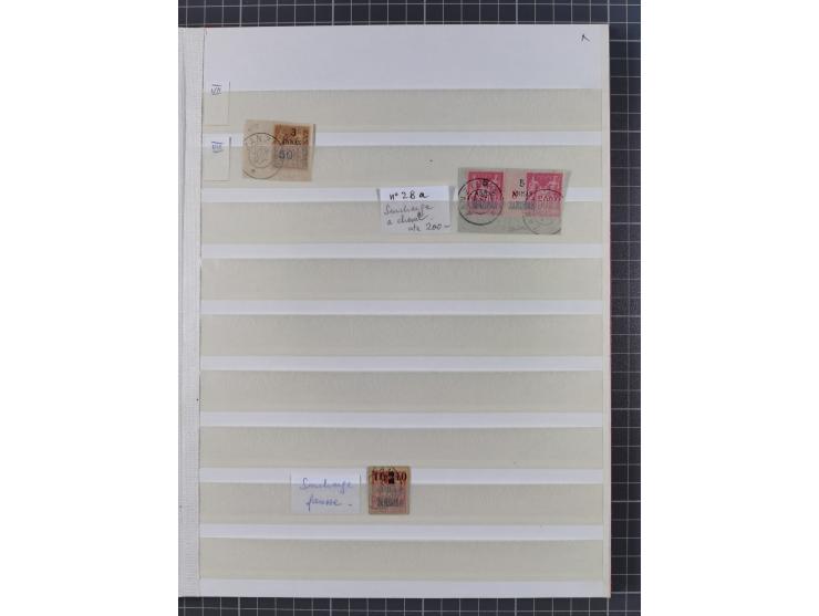 1890/97, valuable used collection, starting with a nice section of forerunners with Sage 1 Fr. block of six (few faults), Sag