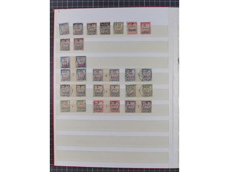 1890/97, valuable used collection, starting with a nice section of forerunners with Sage 1 Fr. block of six (few faults), Sag