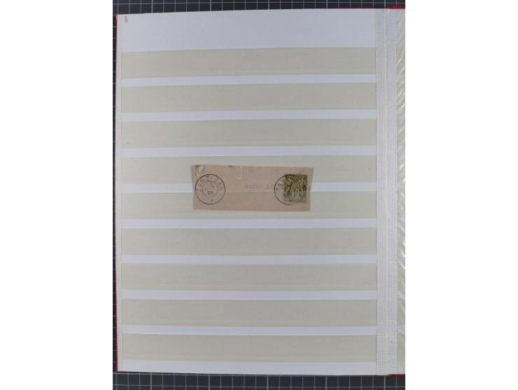 1890/97, valuable used collection, starting with a nice section of forerunners with Sage 1 Fr. block of six (few faults), Sag