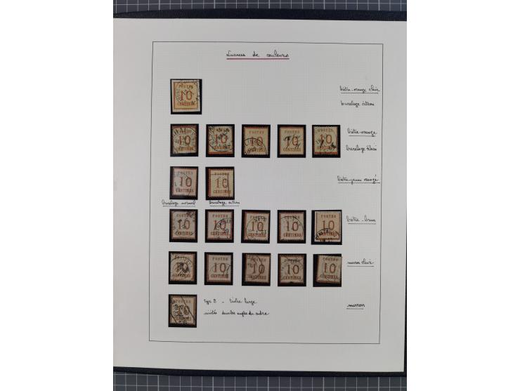 1870, gestempelte Sammlung mit über 110 Marken, spezialisiert mit Farben, Plattenfehlern und weiteren Besonderheiten, dabei M