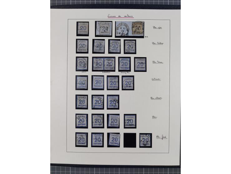 1870, gestempelte Sammlung mit über 110 Marken, spezialisiert mit Farben, Plattenfehlern und weiteren Besonderheiten, dabei M