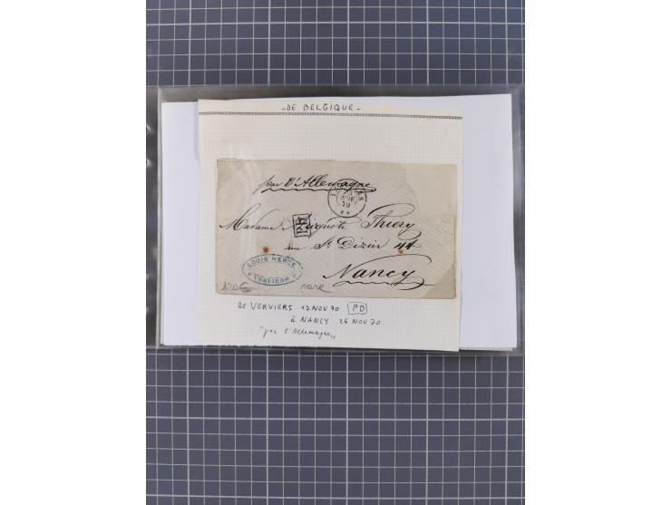 1870/84 (ca.), umfangreicher Bestand mit 64 Briefen, viele interessante Verwendungen, Schwerpunkt Postgeschichte 1870/71, dab