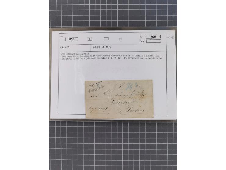 1870/84 (ca.), umfangreicher Bestand mit 64 Briefen, viele interessante Verwendungen, Schwerpunkt Postgeschichte 1870/71, dab