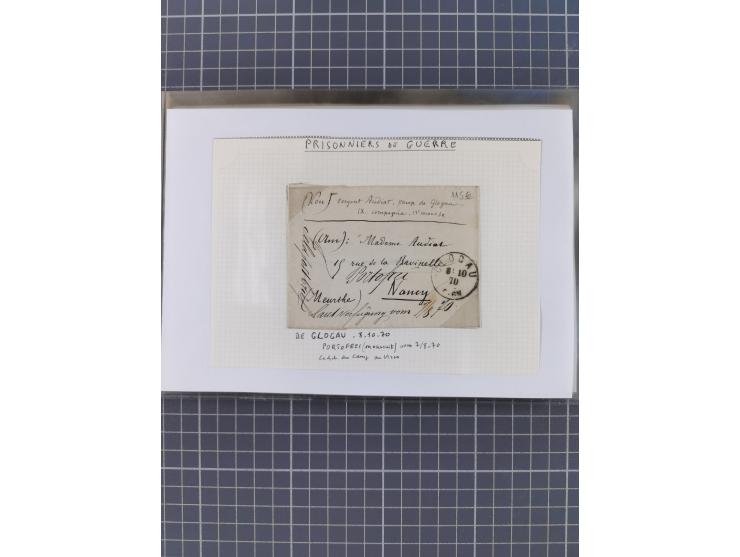 1870/84 (ca.), umfangreicher Bestand mit 64 Briefen, viele interessante Verwendungen, Schwerpunkt Postgeschichte 1870/71, dab