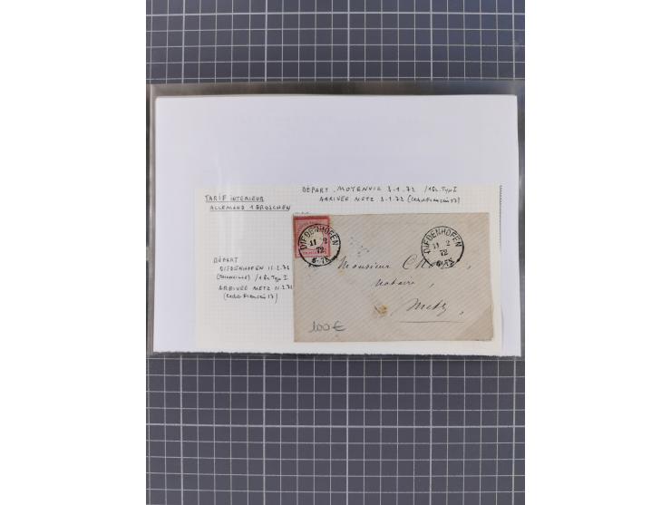 1870/84 (ca.), umfangreicher Bestand mit 64 Briefen, viele interessante Verwendungen, Schwerpunkt Postgeschichte 1870/71, dab