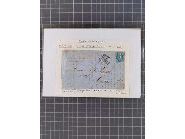 1870/84 (ca.), umfangreicher Bestand mit 64 Briefen, viele interessante Verwendungen, Schwerpunkt Postgeschichte 1870/71, dab