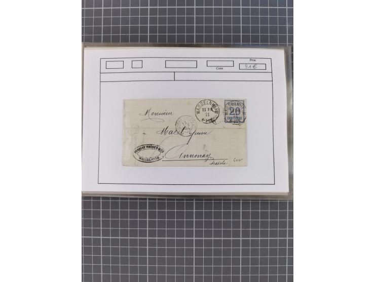 1870/84 (ca.), umfangreicher Bestand mit 64 Briefen, viele interessante Verwendungen, Schwerpunkt Postgeschichte 1870/71, dab