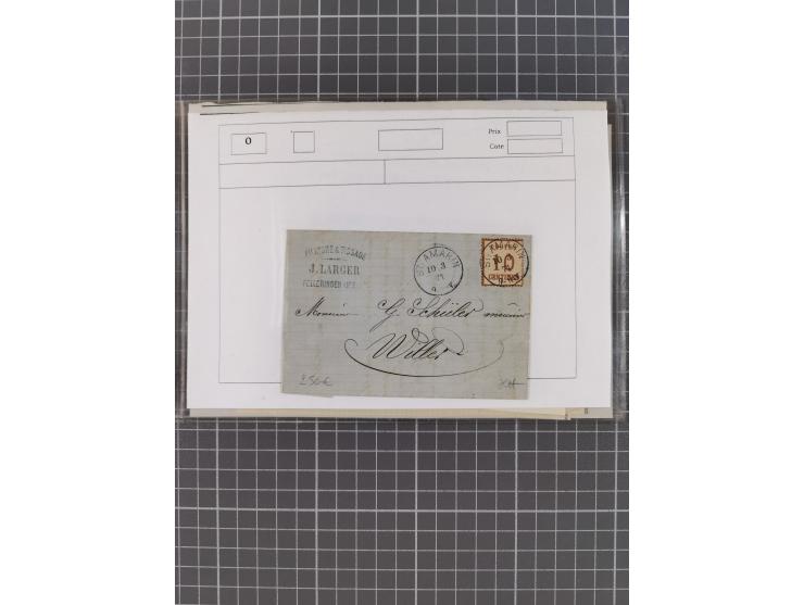 1870/84 (ca.), umfangreicher Bestand mit 64 Briefen, viele interessante Verwendungen, Schwerpunkt Postgeschichte 1870/71, dab