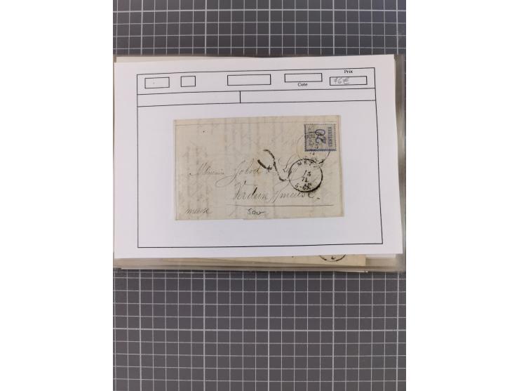 1870/84 (ca.), umfangreicher Bestand mit 64 Briefen, viele interessante Verwendungen, Schwerpunkt Postgeschichte 1870/71, dab