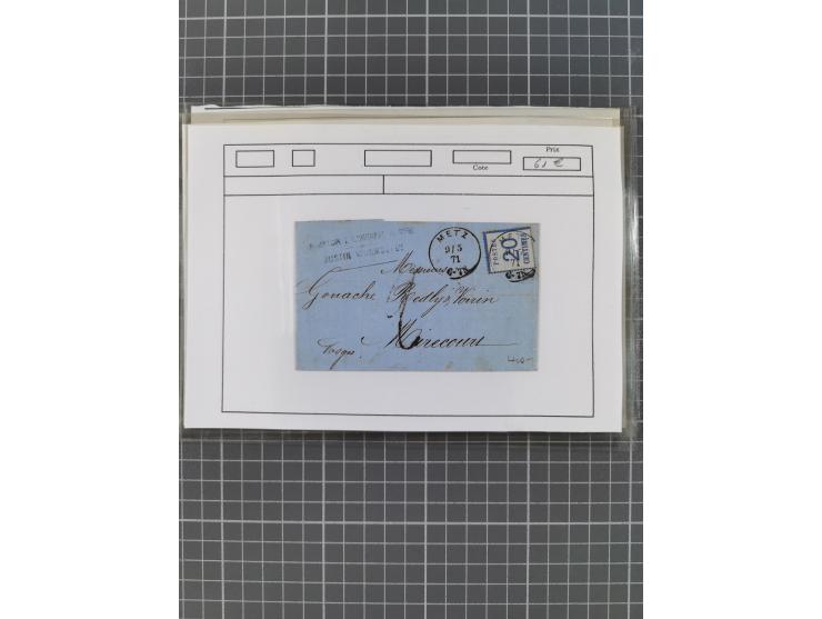 1870/84 (ca.), umfangreicher Bestand mit 64 Briefen, viele interessante Verwendungen, Schwerpunkt Postgeschichte 1870/71, dab