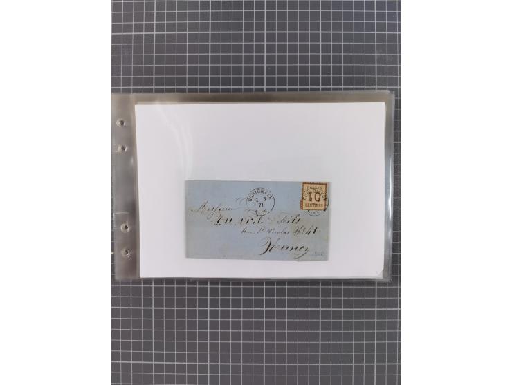 1870/72, interessanter Bestand mit über 70 Briefen, viele attraktive Verwendungen mit besseren Einzel- und Mehrfachfrankature