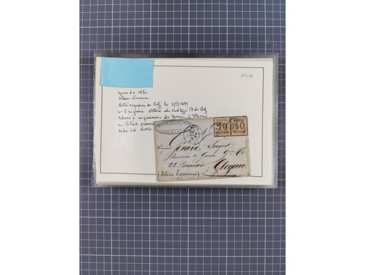 1870/72, reichhaltiger Bestand mit über 50 Briefen mit vielen besseren Einzel- und Mehrfachfrankaturen, Stempeln und weiteren