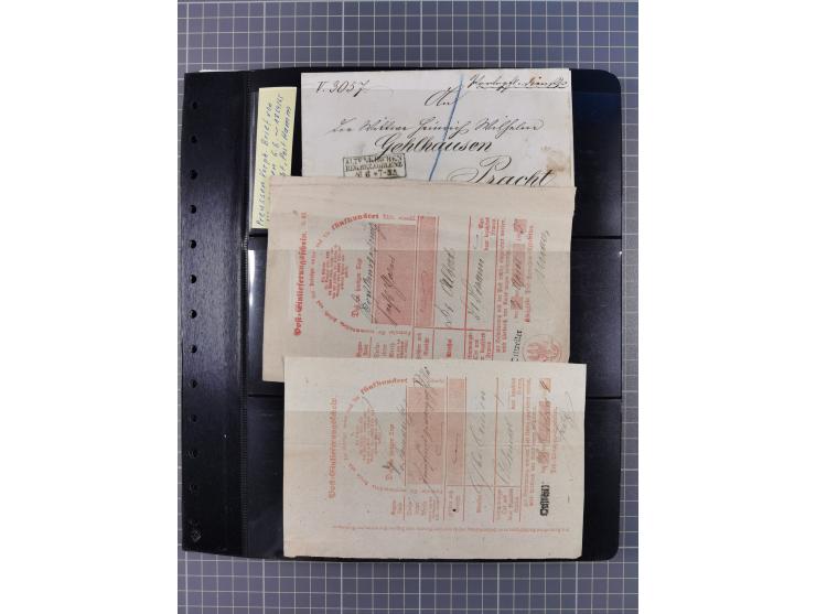 1830/67, kleine Sammlung mit Vorphila- und unfrankierten Briefen, Marken, frankierten Briefen, Ganzsachen, Postscheinen, etc.