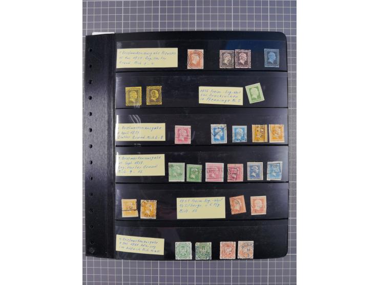 1830/67, kleine Sammlung mit Vorphila- und unfrankierten Briefen, Marken, frankierten Briefen, Ganzsachen, Postscheinen, etc.