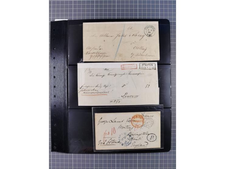 1830/67, kleine Sammlung mit Vorphila- und unfrankierten Briefen, Marken, frankierten Briefen, Ganzsachen, Postscheinen, etc.