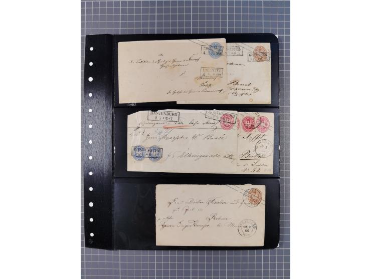 1830/67, kleine Sammlung mit Vorphila- und unfrankierten Briefen, Marken, frankierten Briefen, Ganzsachen, Postscheinen, etc.