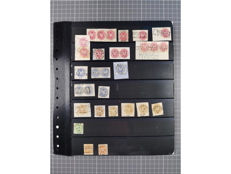 1830/67, kleine Sammlung mit Vorphila- und unfrankierten Briefen, Marken, frankierten Briefen, Ganzsachen, Postscheinen, etc.