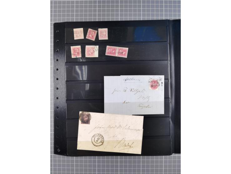 1830/67, kleine Sammlung mit Vorphila- und unfrankierten Briefen, Marken, frankierten Briefen, Ganzsachen, Postscheinen, etc.