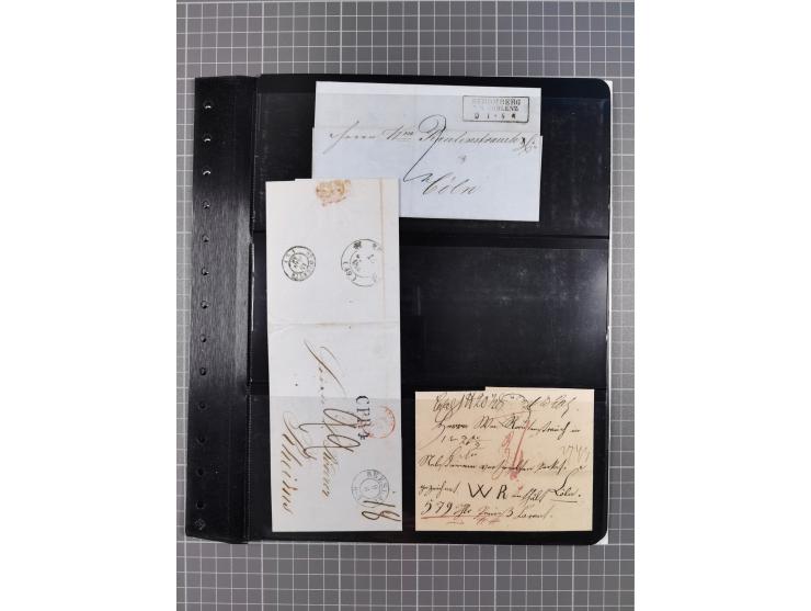 1830/67, kleine Sammlung mit Vorphila- und unfrankierten Briefen, Marken, frankierten Briefen, Ganzsachen, Postscheinen, etc.