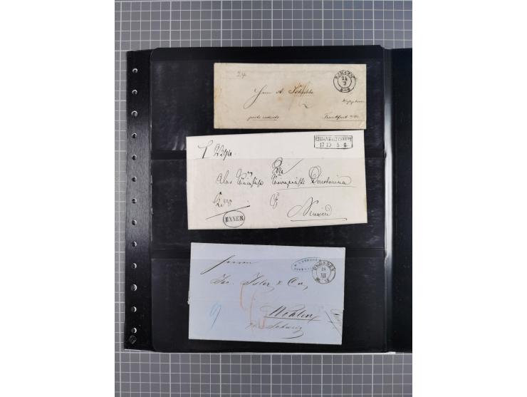 1830/67, kleine Sammlung mit Vorphila- und unfrankierten Briefen, Marken, frankierten Briefen, Ganzsachen, Postscheinen, etc.