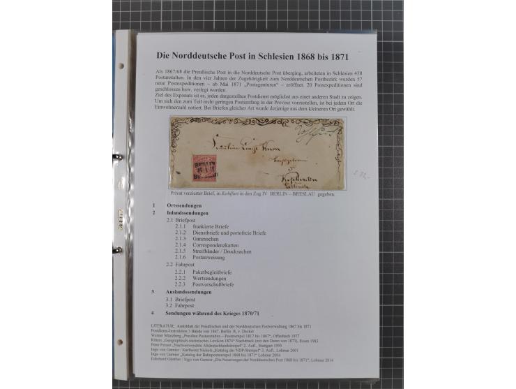 1868/71, 'Die Norddeutsche Post in Schlesien', Ausstellungssammlung mit rund 160 Belegen, dabei viele Besonderheiten, Ersttag