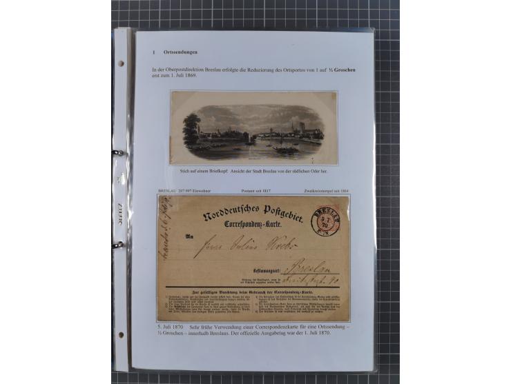 1868/71, 'Die Norddeutsche Post in Schlesien', Ausstellungssammlung mit rund 160 Belegen, dabei viele Besonderheiten, Ersttag