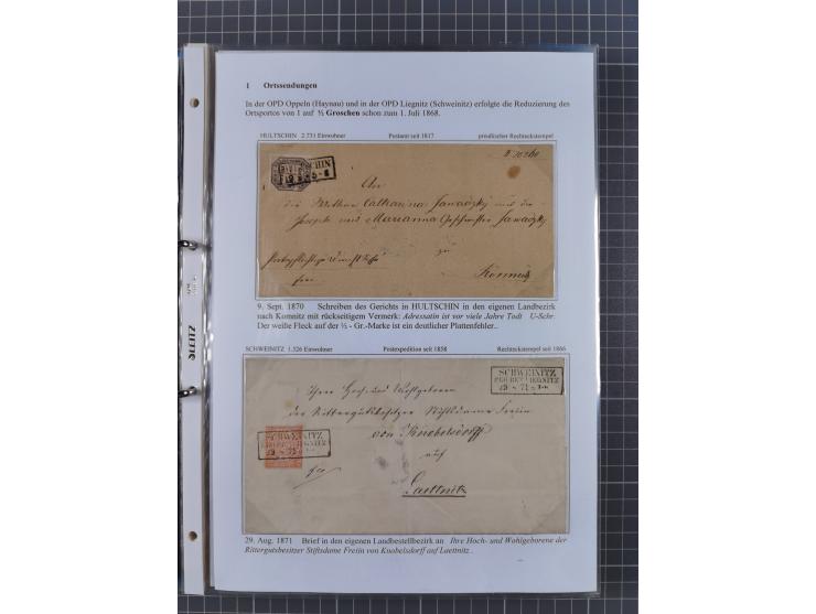 1868/71, 'Die Norddeutsche Post in Schlesien', Ausstellungssammlung mit rund 160 Belegen, dabei viele Besonderheiten, Ersttag