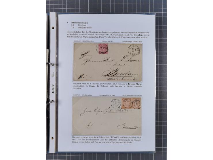 1868/71, 'Die Norddeutsche Post in Schlesien', Ausstellungssammlung mit rund 160 Belegen, dabei viele Besonderheiten, Ersttag