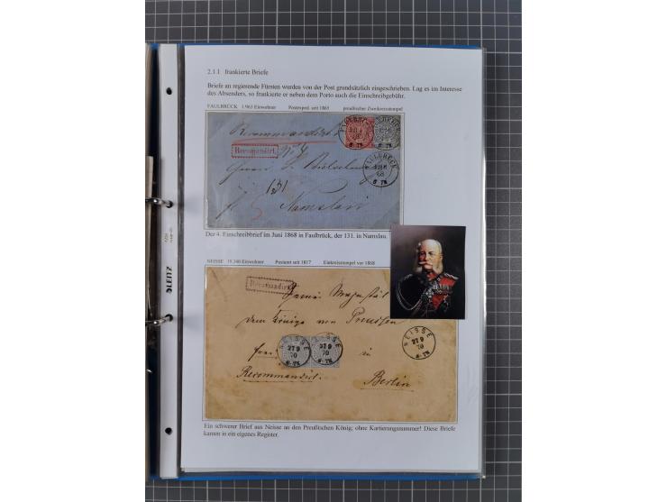 1868/71, 'Die Norddeutsche Post in Schlesien', Ausstellungssammlung mit rund 160 Belegen, dabei viele Besonderheiten, Ersttag